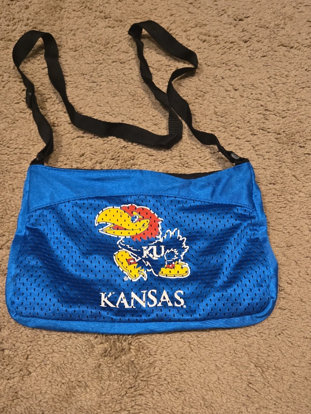 Kansas Jayhawk Royal Blue Mesh Crossbody Bag